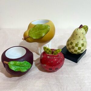 Whimsical Collection of Ceramic Fruit Salt & Pepper Shakers And Candleholders
